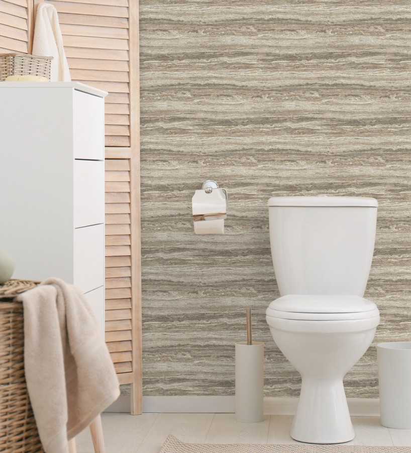 Papel pintado mármol travertino con vetas tonos visón  Carrara Travertine 683705