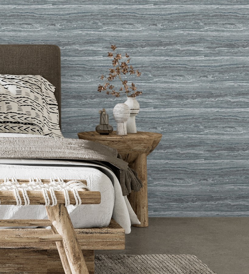 Papel pintado mármol travertino con vetas tonos azul plomo  Carrara Travertine 683706