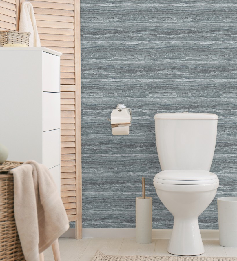 Papel pintado mármol travertino con vetas tonos azul plomo  Carrara Travertine 683706