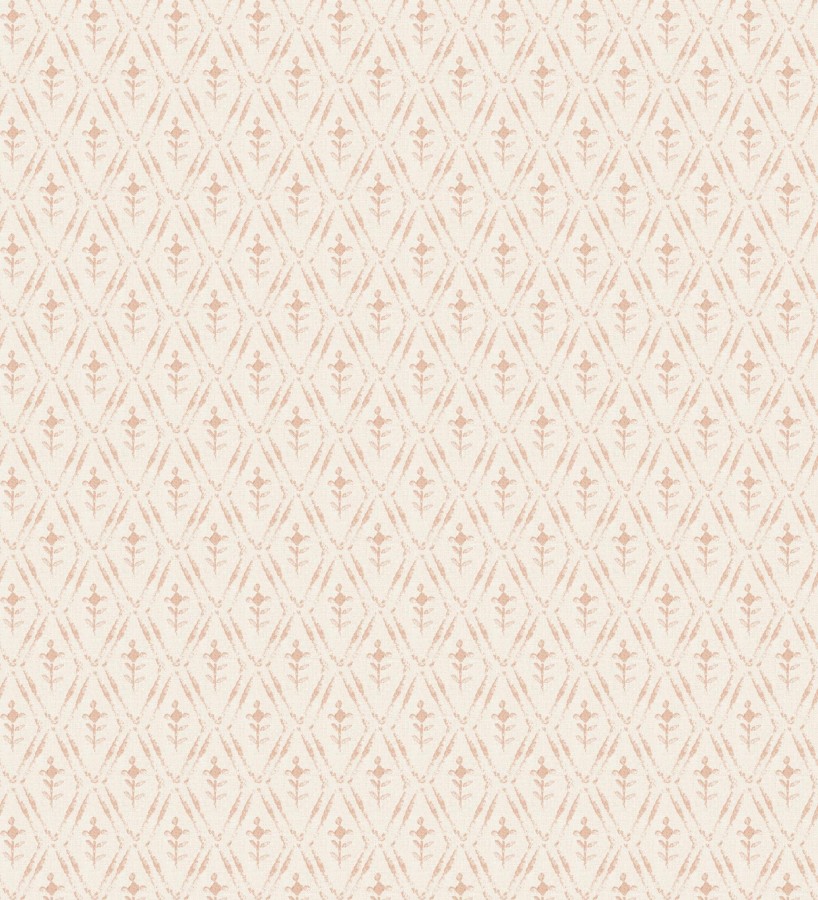 Papel pintado rombos sobre lienzo diseño ikat tonos coral  Skye Trellis 683709