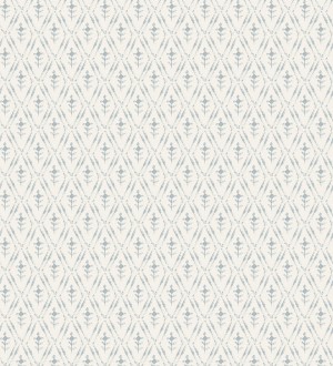 Papel pintado rombos sobre lienzo diseño ikat tonos azul Skye Trellis 683710