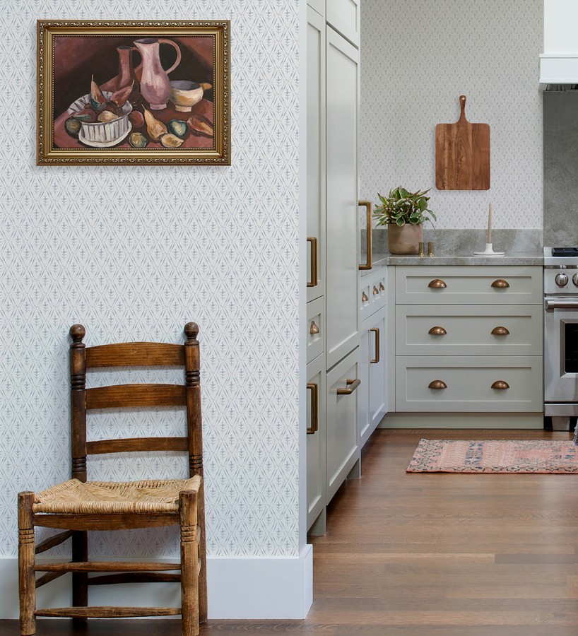 Papel pintado rombos sobre lienzo diseño ikat tonos azul  Skye Trellis 683710