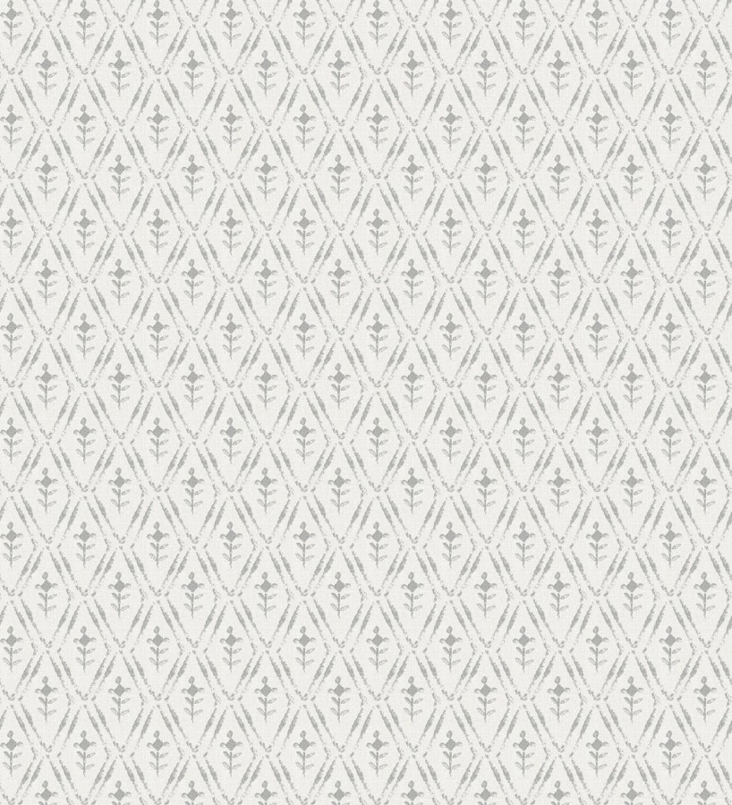 Papel pintado rombos sobre lienzo diseño ikat tonos gris oscuro  Skye Trellis 683711