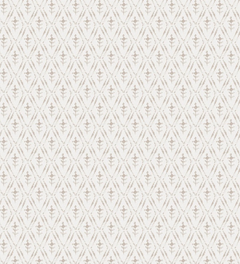 Papel pintado rombos sobre lienzo diseño ikat tonos beige  Skye Trellis 683712