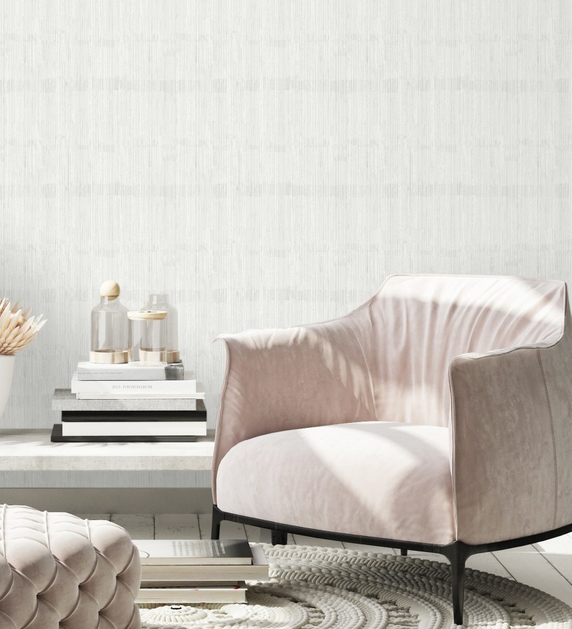 Papel pintado de seda vertical textura lisa color blanco  Bath Subtle 683725