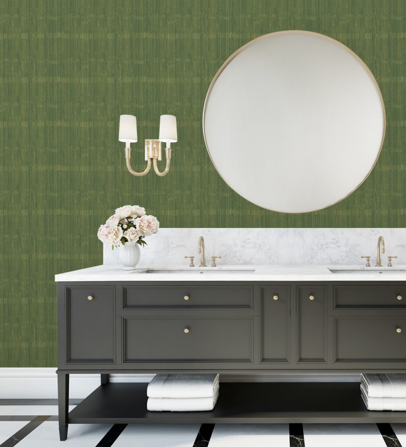 Papel pintado de seda vertical textura lisa color verde  Bath Subtle 683726