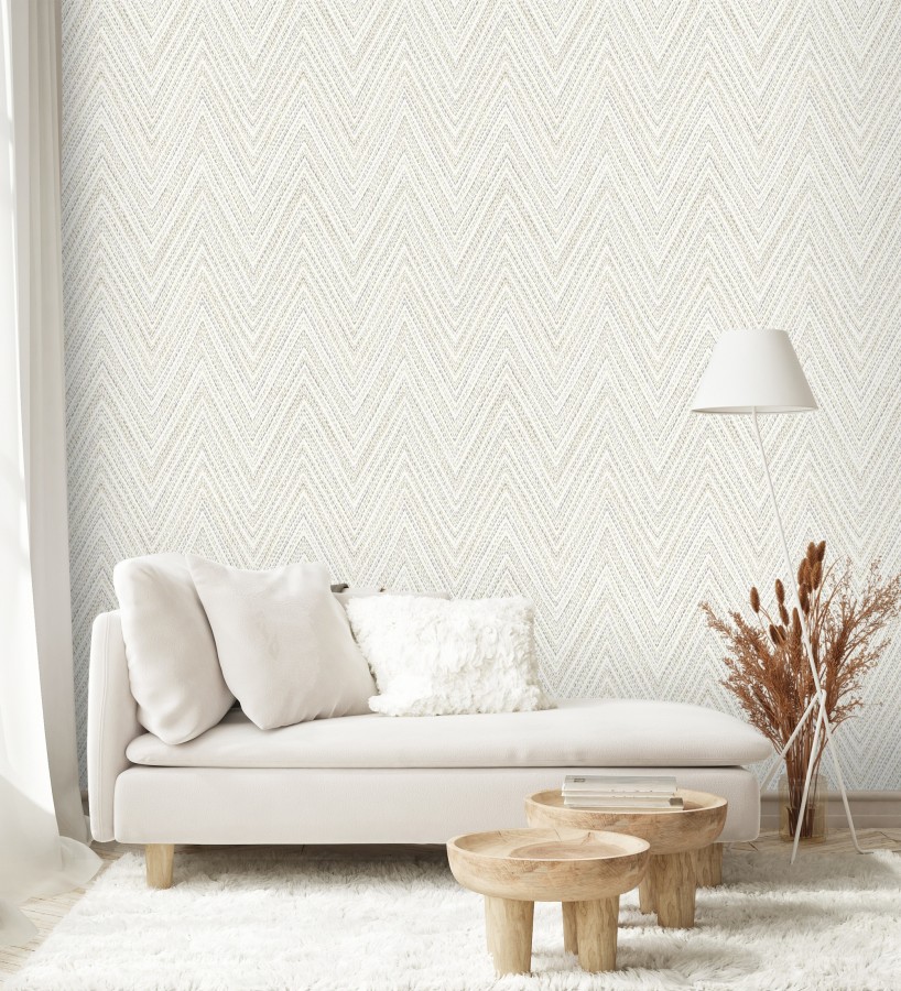 Papel pintado de espigas color arena y gris efecto textil bordado  Pembroke Woven 683729