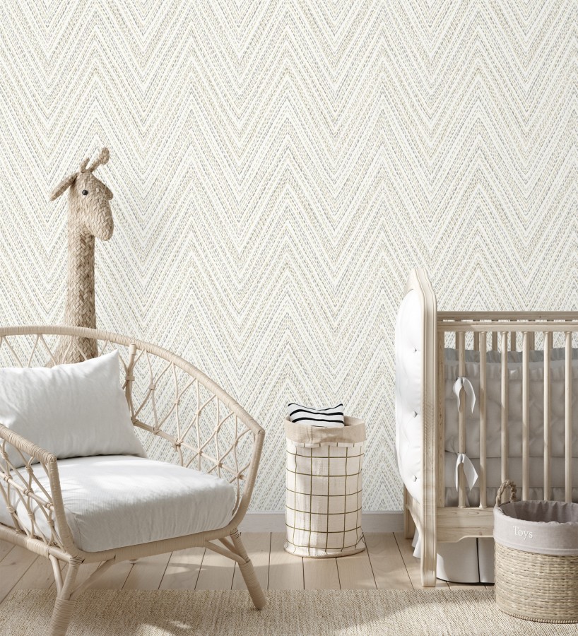 Papel pintado de espigas color arena y gris efecto textil bordado  Pembroke Woven 683729