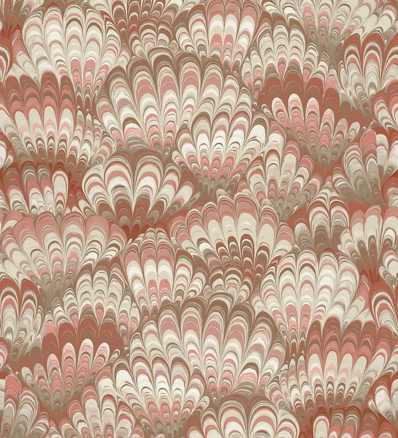 Papel pintado caleidoscopio de ondas tonos rojizos  Bloomsbury 683736