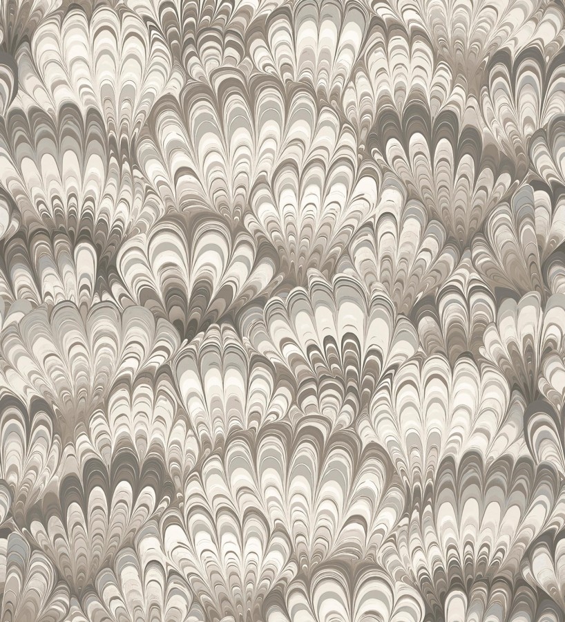 Papel pintado caleidoscopio de ondas tonos gris visón  Bloomsbury 683738