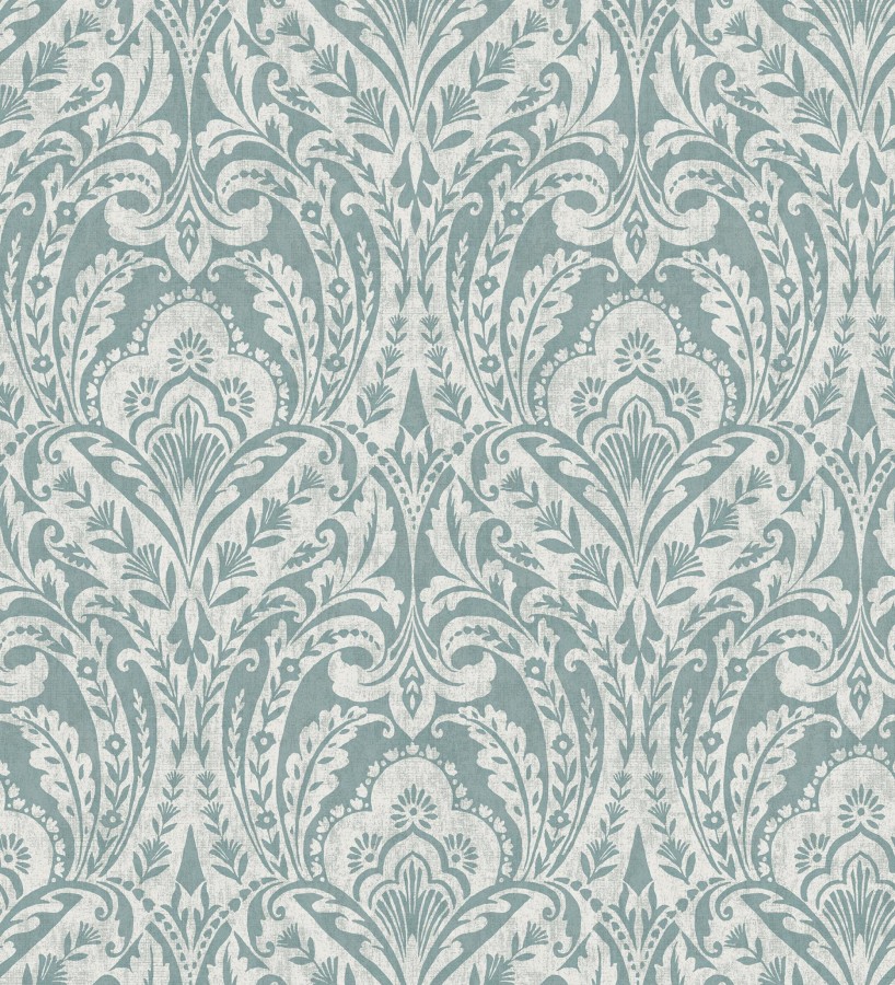 Papel pintado damasco étnico desgastado tonos verde agua  Clarendon Heritage 683740