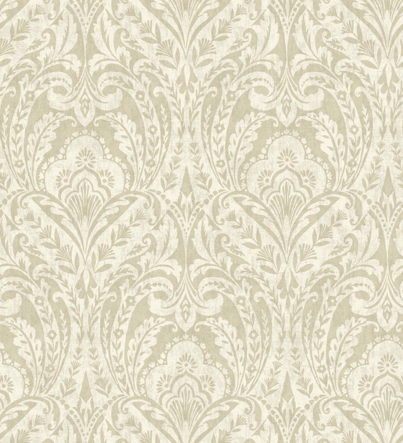 Papel pintado damasco étnico desgastado tonos beige tostado  Clarendon Heritage 683742