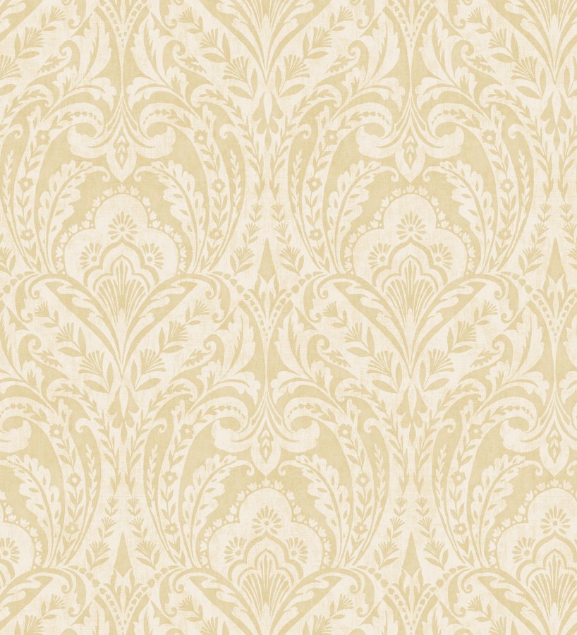 Papel pintado damasco étnico desgastado tonos amarillo mostaza  Clarendon Heritage 683743