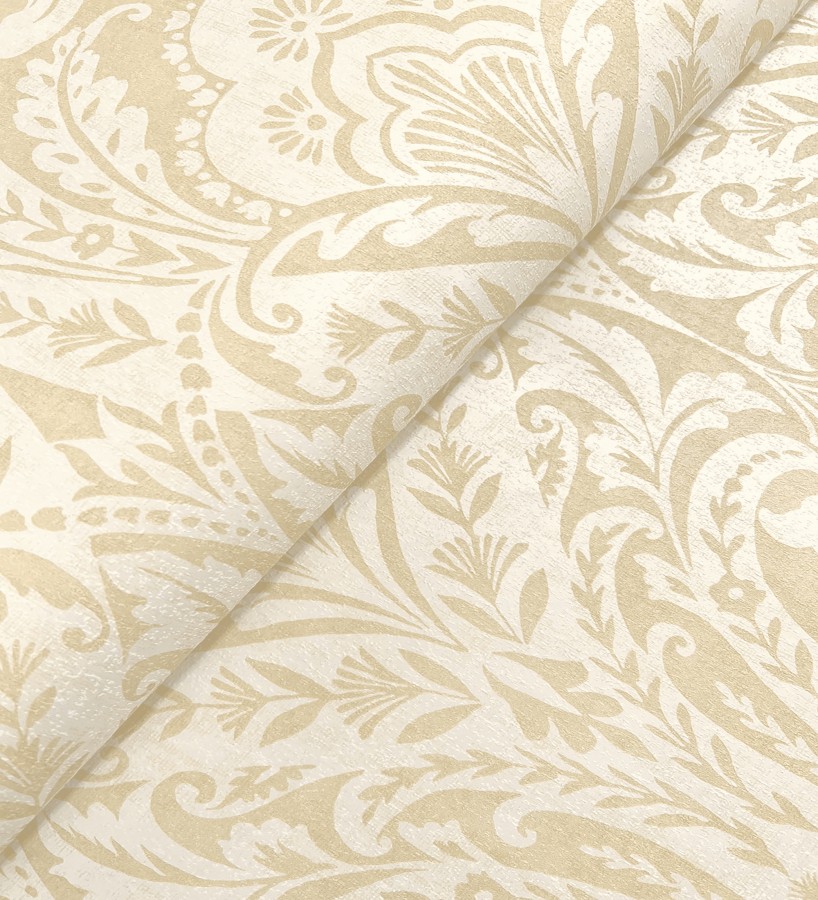 Papel pintado damasco étnico desgastado tonos amarillo mostaza  Clarendon Heritage 683743