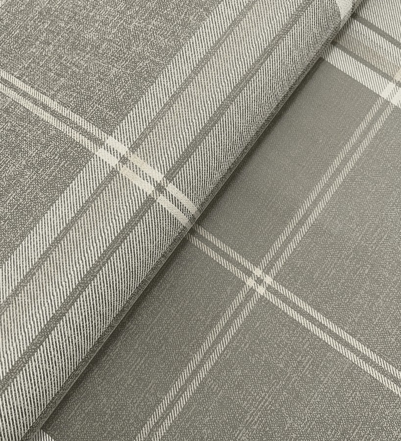 Papel pintado de cuadros escoceses con textura textil tonos visón  Edinburgh Glencheck 683744