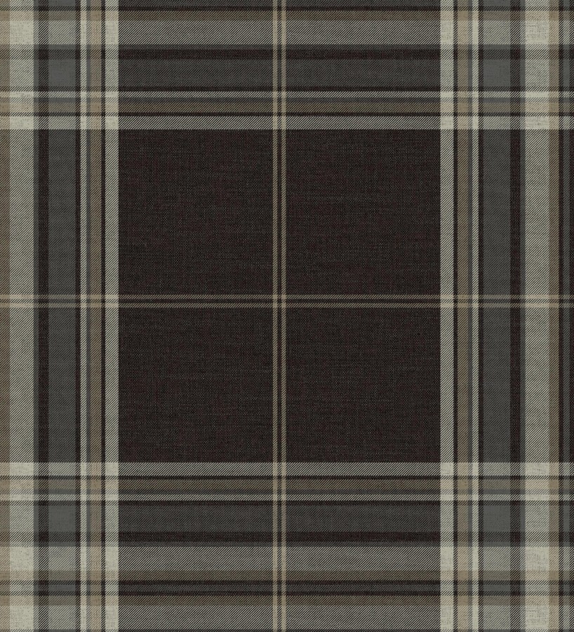 Papel pintado de cuadros escoceses con textura textil tonos marrones  Edinburgh Glencheck 683748