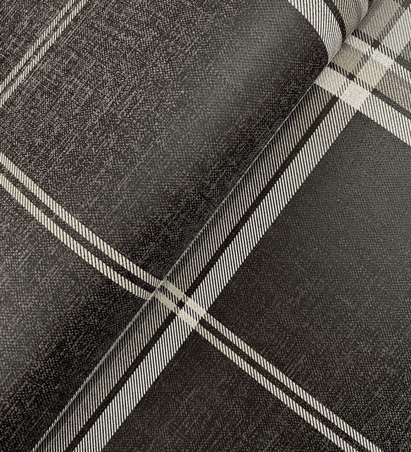 Papel pintado de cuadros escoceses con textura textil tonos marrones  Edinburgh Glencheck 683748
