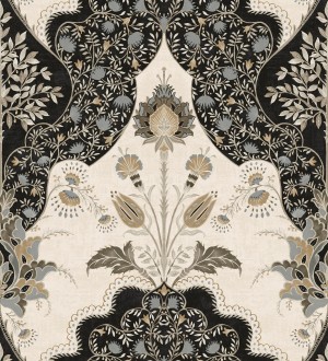 Papel pintado jardín teatral otomano fondo negro Stowe Lacework 683749