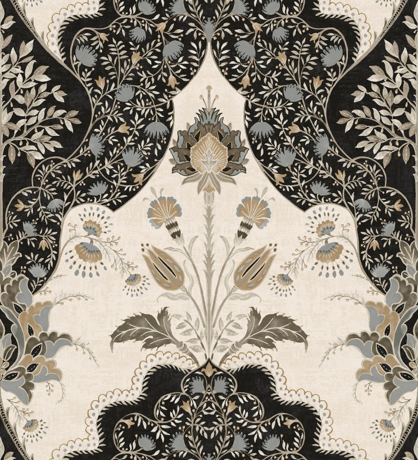 Papel pintado jardín teatral otomano fondo negro  Stowe Lacework 683749