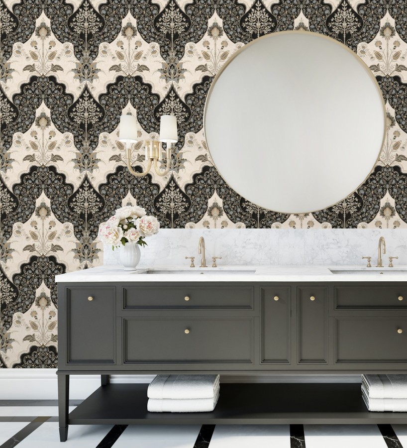 Papel pintado jardín teatral otomano fondo negro  Stowe Lacework 683749