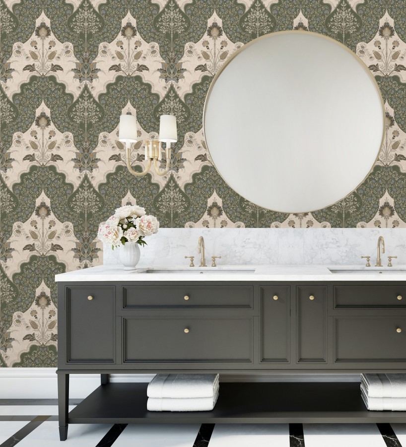 Papel pintado jardín teatral otomano fondo verde  Stowe Lacework 683751