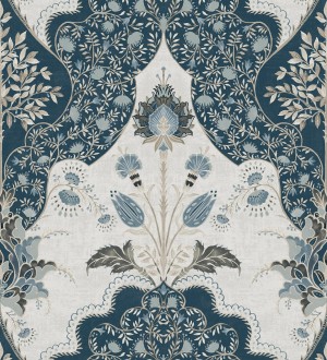 Papel pintado jardín teatral otomano fondo azul Stowe Lacework 683752