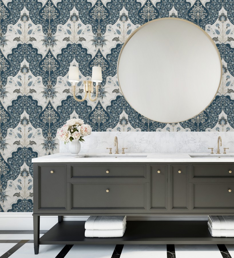 Papel pintado jardín teatral otomano fondo azul  Stowe Lacework 683752