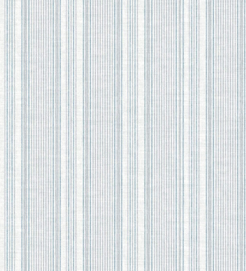 Papel pintado rayas denim efecto lino natural  Kensington Pinstripe 683753