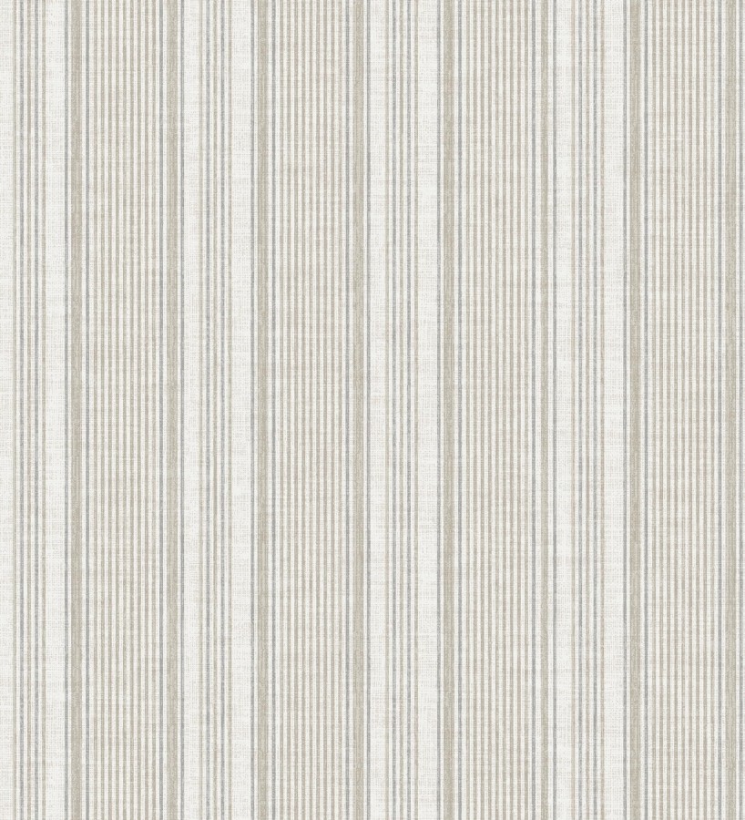 Papel pintado rayas lino gris piedra y arena  Kensington Pinstripe 683754