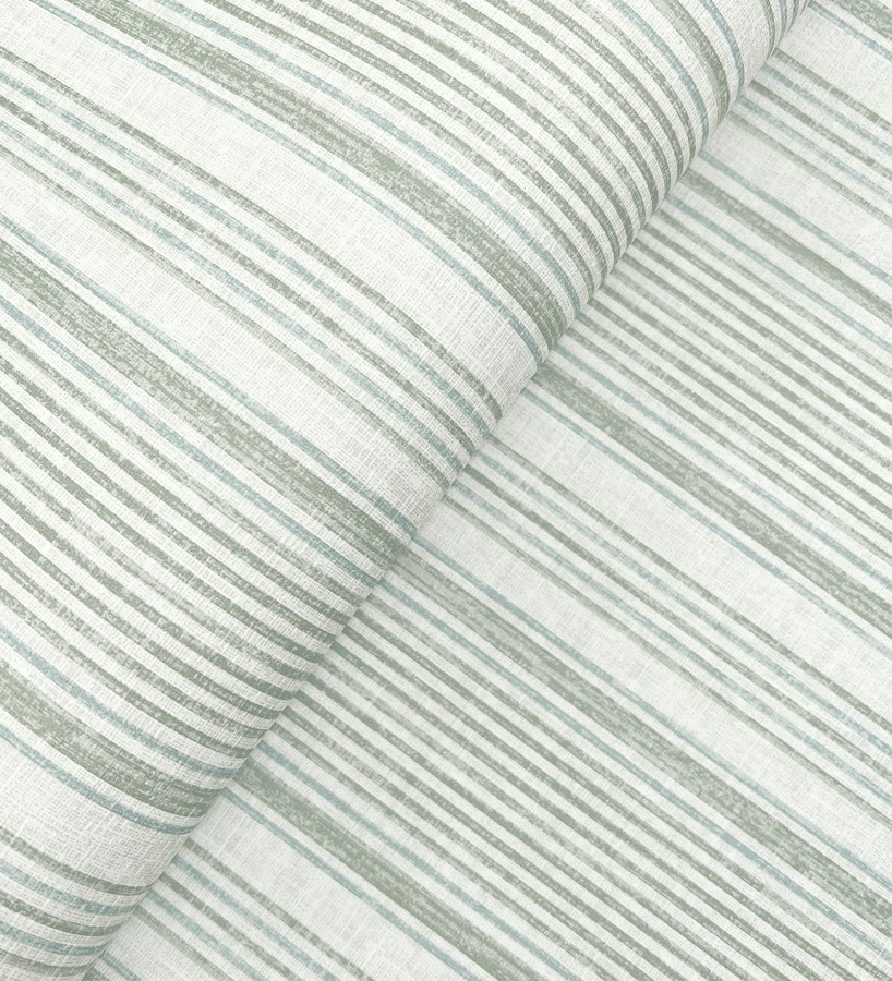 Papel pintado rayas lino verde salvia y azul suave  Kensington Pinstripe 683755