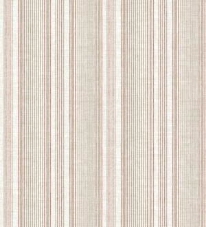 Papel pintado rayas lino terracota y beige cálido Kensington Pinstripe 683756
