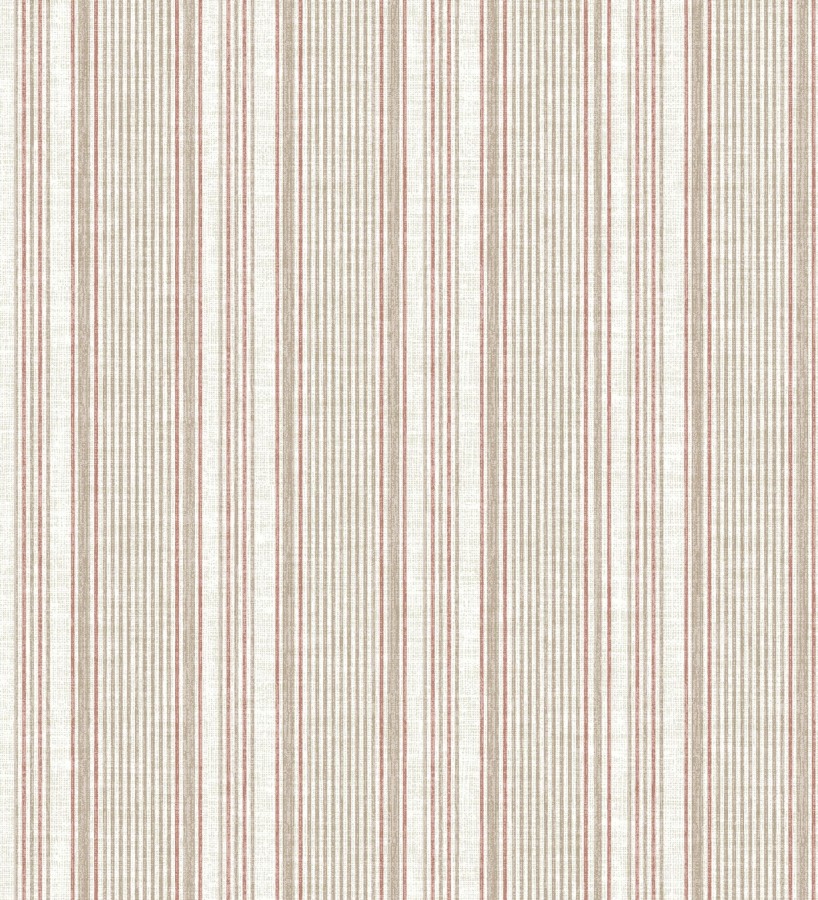 Papel pintado rayas lino terracota y beige cálido  Kensington Pinstripe 683756