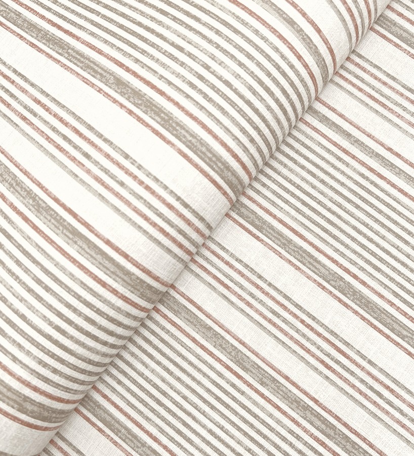 Papel pintado rayas lino terracota y beige cálido  Kensington Pinstripe 683756