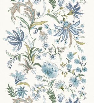 Papel pintado flores acuarela con colores azules y verdes Giverny Painterly 683758