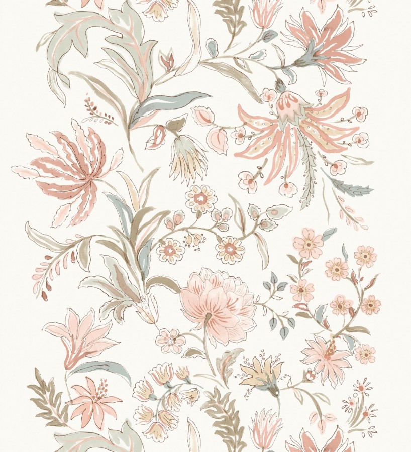 Papel pintado flores acuarela con colores terracota y salvia  Giverny Painterly 683759