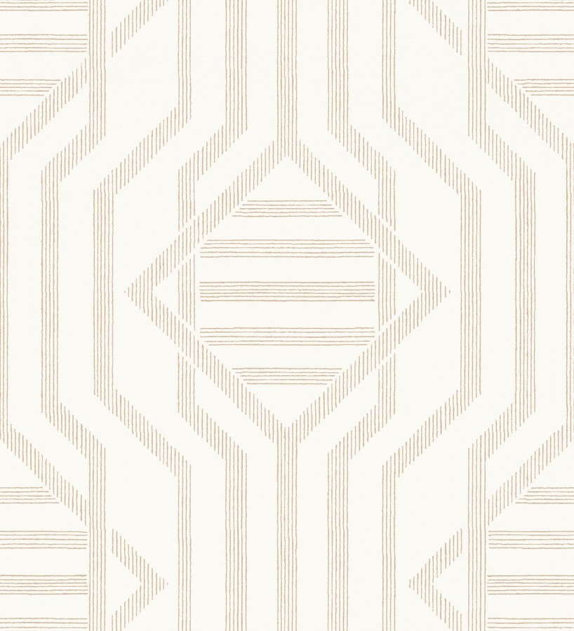 Papel pintado laberinto pictórico color arena  Cambridge Symmetry 683764