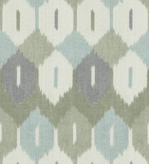 Papel pintado de rombos Ikat colores celeste y verde Samarkand Ikat 683766