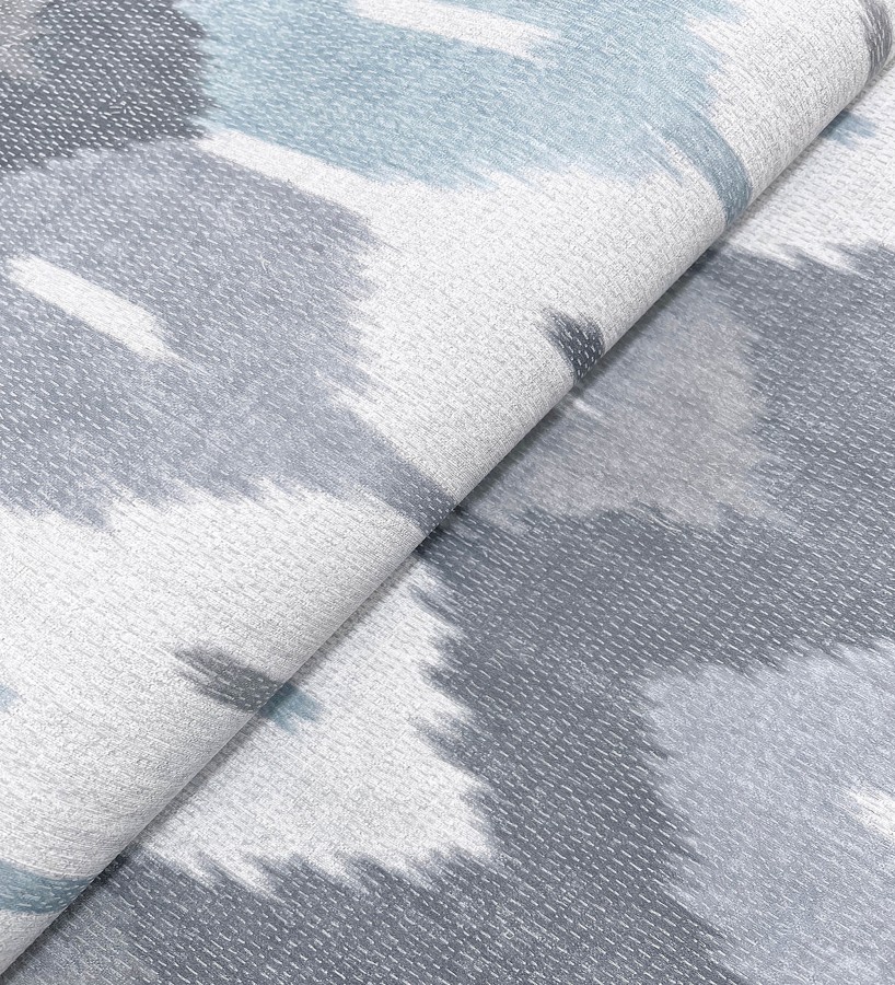 Papel pintado de rombos Ikat colores azul denim y gris carbón  Samarkand Ikat 683767