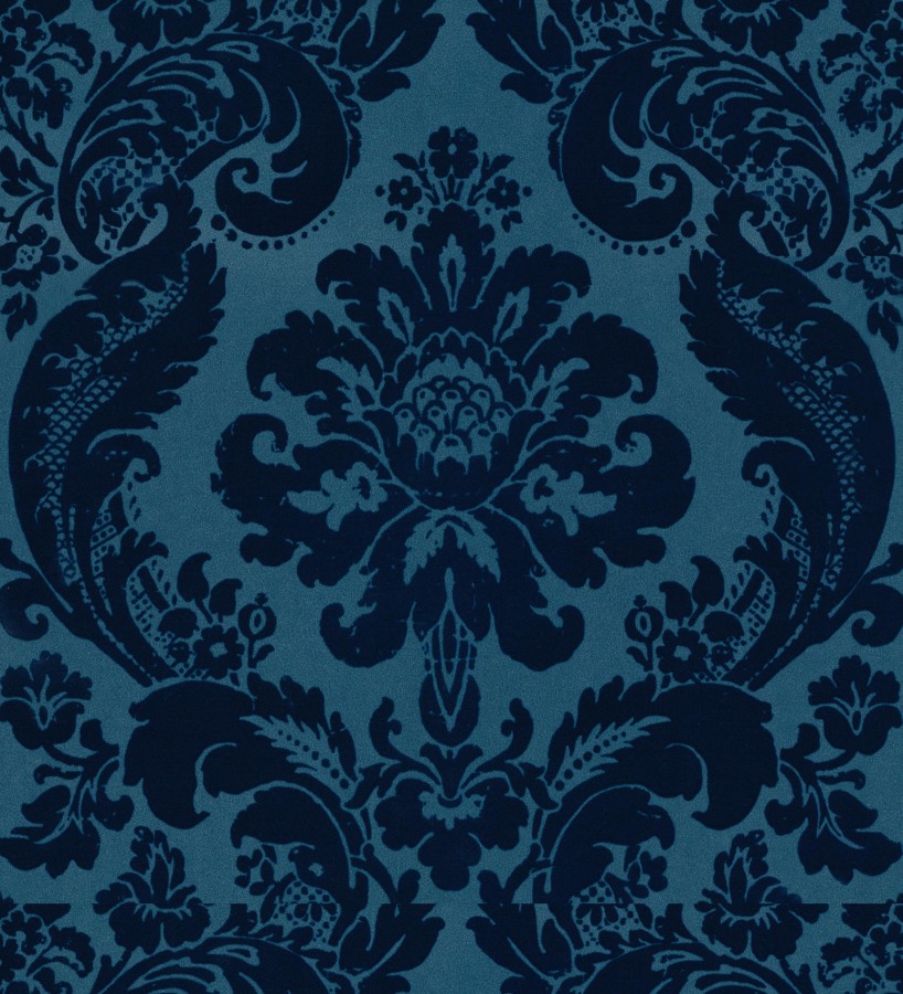 Papel pintado damasco en relieve con terciopelo color azul  Adagio 683771