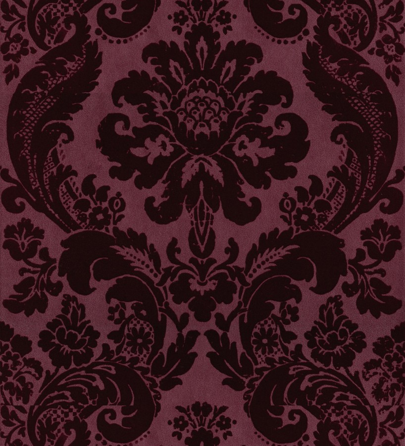 Papel pintado damasco en relieve con terciopelo color burdeos  Adagio 683772