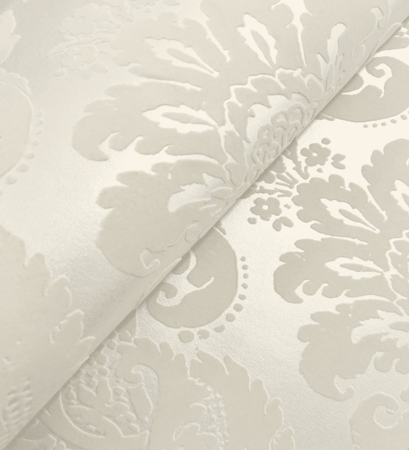 Papel pintado damasco en relieve con terciopelo color beige  Adagio 683773