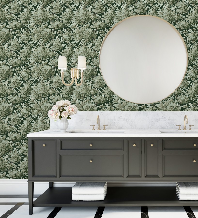 Papel pintado bosque frondoso tonos verde oliva  Cotswold Foliage 683776