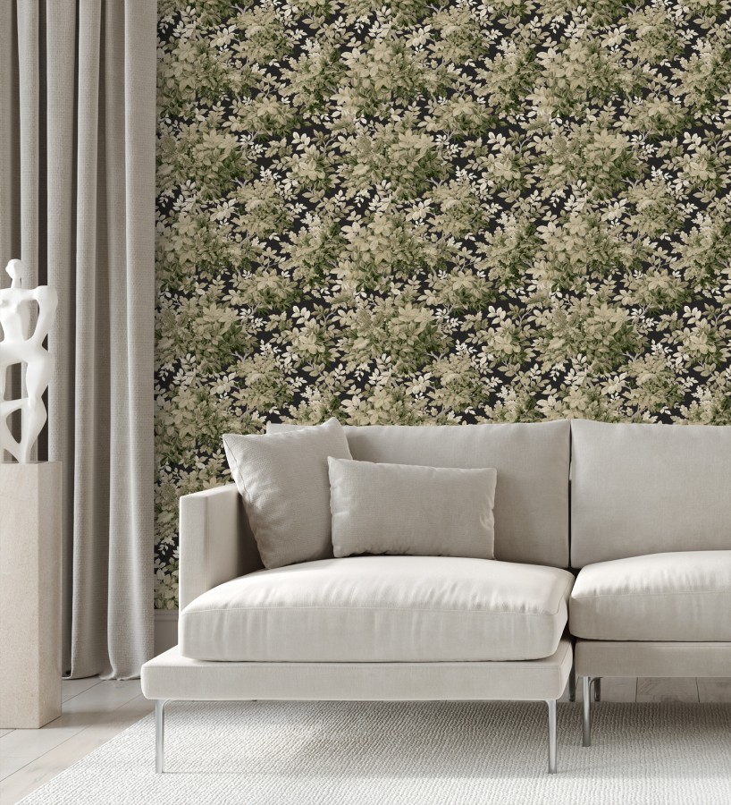 Papel pintado bosque frondoso tonos sepia  Cotswold Foliage 683777