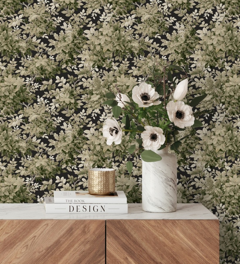 Papel pintado bosque frondoso tonos sepia  Cotswold Foliage 683777