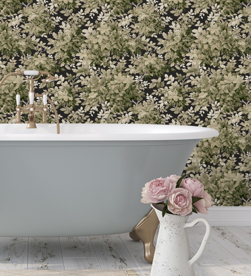 Papel pintado bosque frondoso tonos sepia  Cotswold Foliage 683777