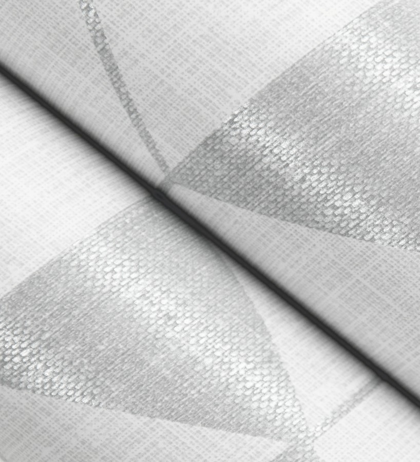 Papel pintado estructura lineal con trama textil color gris y plata  Crystal Grid 683785