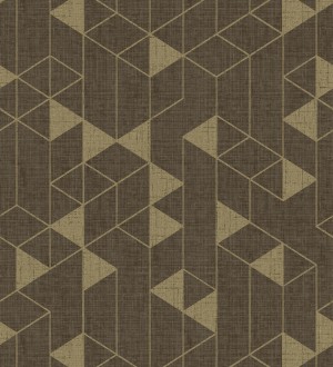 Papel pintado estructura lineal con trama textil color marrón y oro Crystal Grid 683787