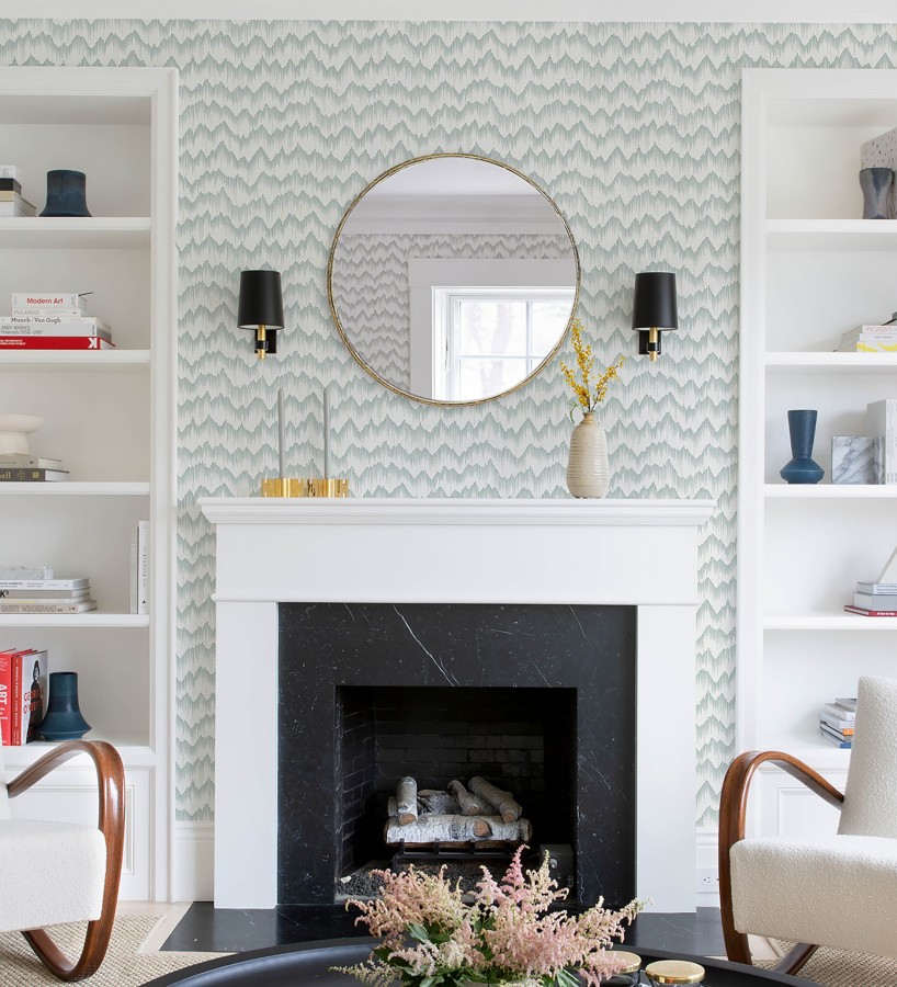 Papel pintado frecuencia de ondas naturales color verde  Misty Waves 683790