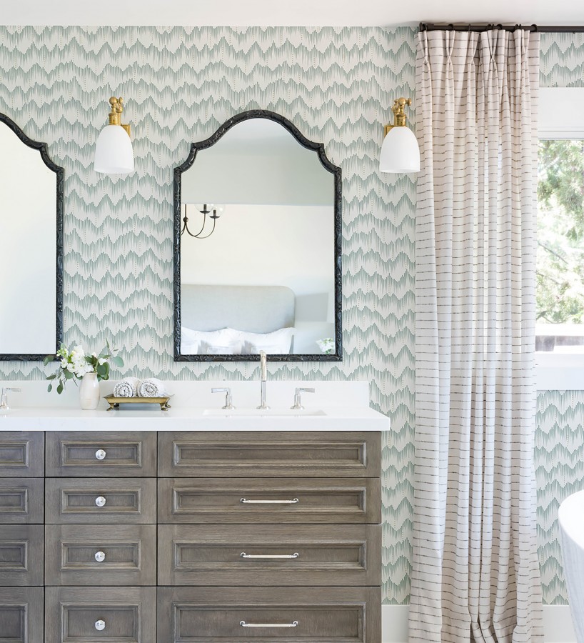 Papel pintado frecuencia de ondas naturales color verde  Misty Waves 683790