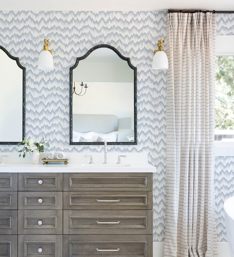 Papel pintado frecuencia de ondas naturales color azul  Misty Waves 683791